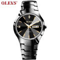 OLEVS 6897 Montre-Bracelet Amoureux De La Mode Minimaliste Diamant Montre À Quartz Pour Hommes et Femmes Ceinture En Acier Alliage Cas Jour/Date Horloge